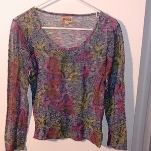 Mudd Women's Colorful Long Sleeve Top